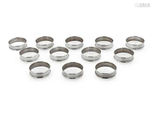 Twelve American Silver Napkin Rings Unknown Maker each