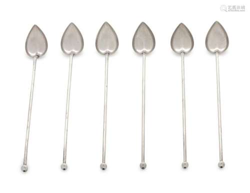 A Set of Six American Silver Spoon Straws Wallace, 20th