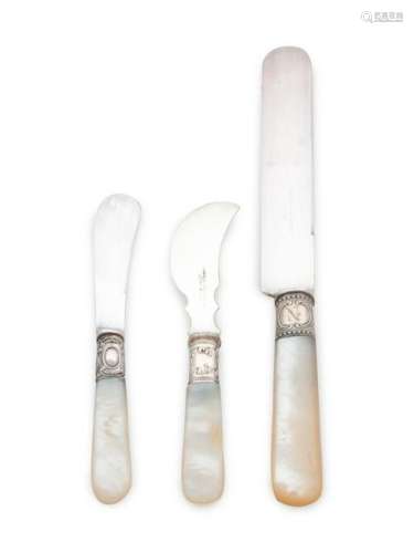 An Assembled Silver and Mother-of-Pearl Set of Knives