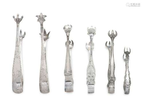 A Group of Eleven American Sugar and Ice Tongs Various
