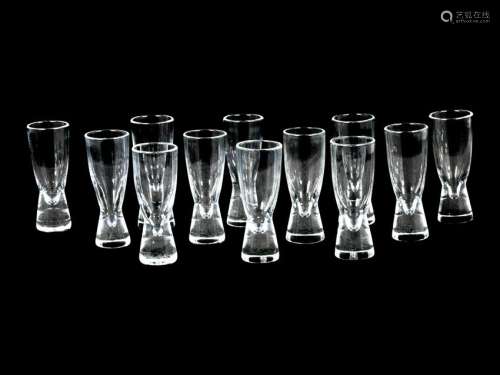 A Set of Twelve Steuben Glasses Height 4 inches.