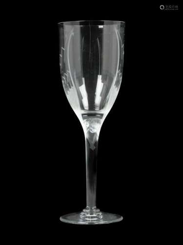 A Lalique Molded and Frosted Wine Glass Height 8 1/8