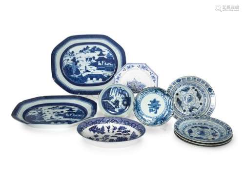 An Assembled Group of Chinese Blue and White Porcelain
