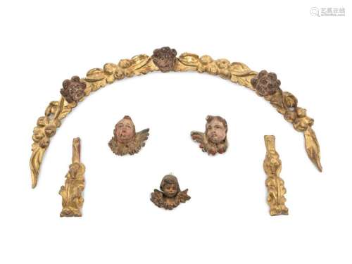 A Group of Six Italian Carved Giltwood Wall Mounts