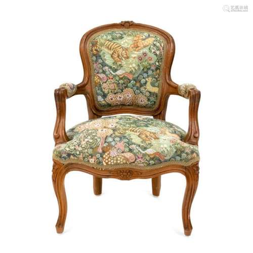 A Louis XV Style Carved Mahogany Diminutive Fauteuil