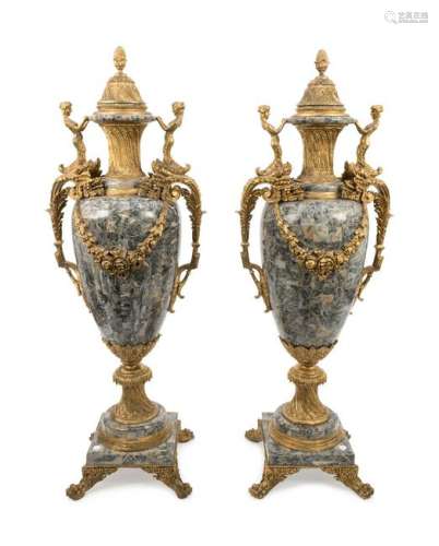 A Pair of Louis XV Style Monumental Faux Marble and
