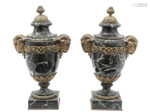 A Pair of Louis XV Style Gilt Bronze Mounted Marble