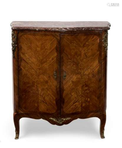 A LouisÂ  XV/XVI Transitional Style Marquetry Cabinet
