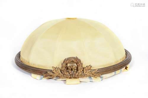 A Louis XVI Style Gilt Metal and Silk Bed Crown Height