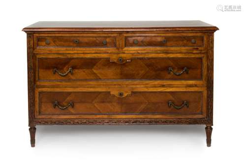 A Louis XVI Style Carved Fruitwood CommodeÂ  Height 35