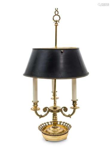 A Gilt Metal Three-Light Bouillotte Lamp Height