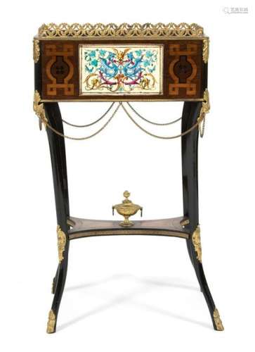 A Louis XV Gilt Metal Mounted Marquetry Inlaid