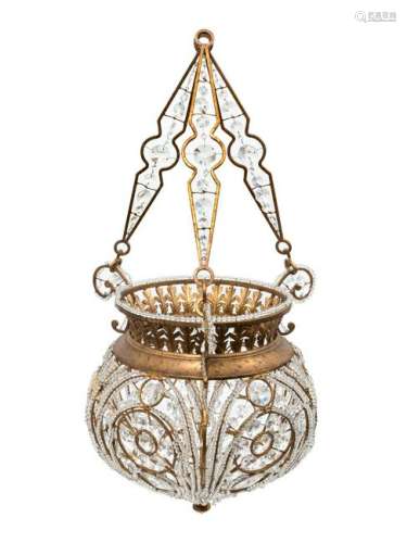 A Gilt Metal, Cut and Beaded Crystal Chandelier