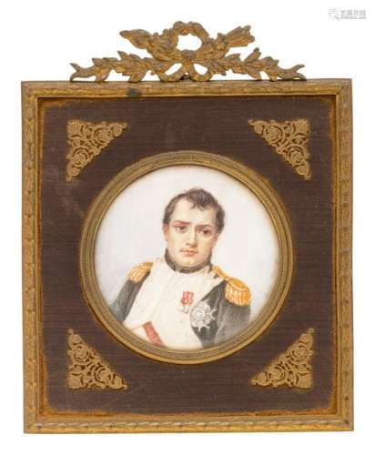 A Gilt Framed Portrait Miniature of Napoleon Frame,