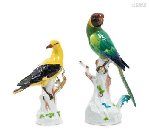 Two Meissen Porcelain Models of Birds 19TH CENTURY
