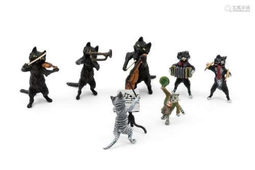 A Group of Vienna Cold Painted Feline Musicians Height