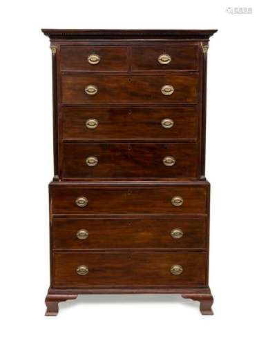 A George IIl Style Mahogany Chest on Chest Height 75 x