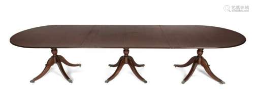 A Regency Style Mahogany Three-Pedestal Dining Table
