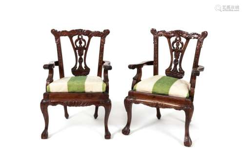 A Pair of George II Style Carved Mahogany Child's Open