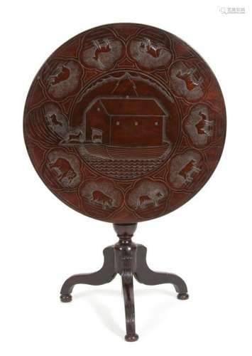 A British Colonial Carved Mahogany Tripod Table Height