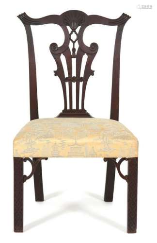 A Pair of Chippendale Style Carved Mahogany Side Chairs