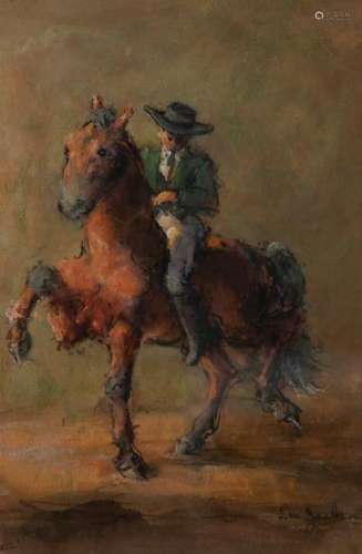 Count Barca de Vasconcellos and His Schooled Horse,