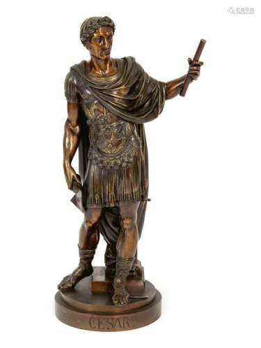 An Italian Patinated Bronze Figure of Caesar 24 height