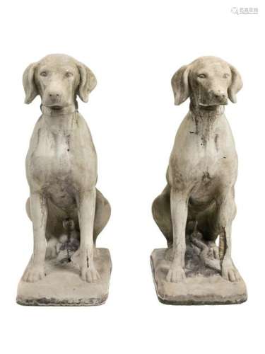 A Pair of Cast Stone Hounds 20TH CENTURY Height 29 1/2