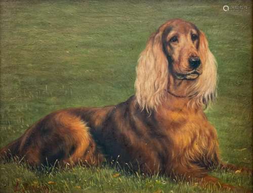 Portrait of a Tri-Color Spaniel and Portrait of a Red