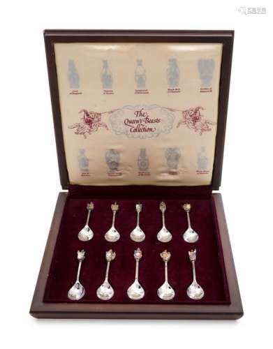 A Set of The Queen's Beasts Collection Silver Spoons