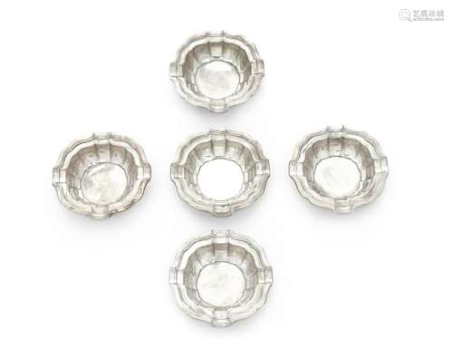 A Set of Five American Silver Nut Dishes Diameter 2 3/4