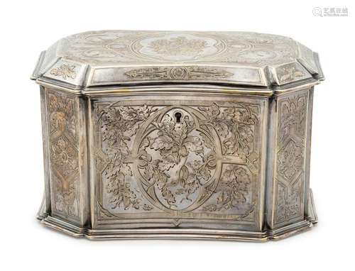 An English Silverplate Tea Chest Height 5 x width 8 x