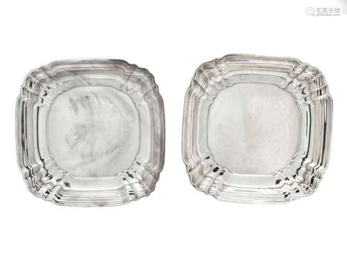 A Pair of French Silver Trays