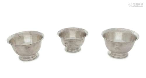 A Group of Three American Silver Revere Style Bowls
