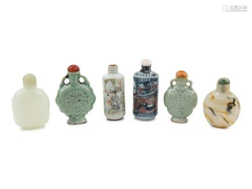 A Group of Varying Chinese Snuff Bottles Height of