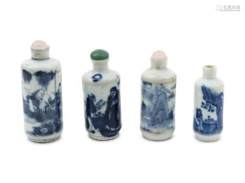 A Group of Chinese Blue and White Snuff Bottles Height