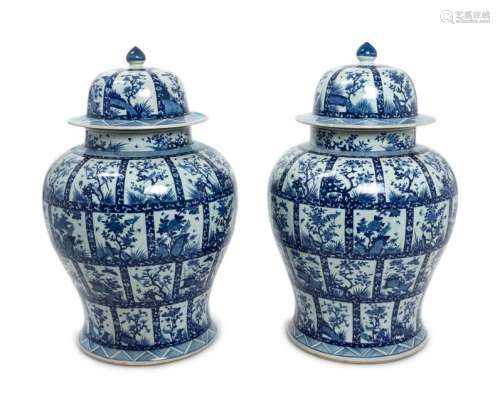 A Pair of Monumental Chinese Kangxi Style Blue and