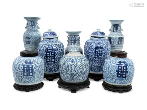 A Group of Eight Chinese Export Blue and White