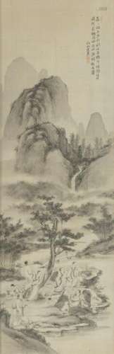 A Chinese Painting of Eight Immortals Framed 63 x 20