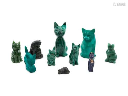 A Collection of Hardstone Felines Height of tallest 6