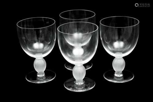 A Group of Lalique Molded and Frosted Glass Part