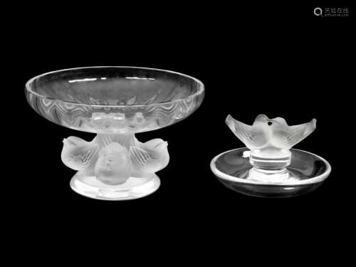 Two Lalique Items Largest height 3 1/2 x diameter 5 1/2