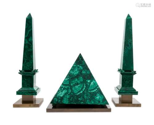 Two Malachite Veneered Obelisks and a Pyramid Height of