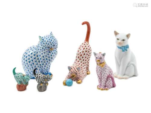 A Collection of Herend Felines 20TH CENTURY 6 in total.