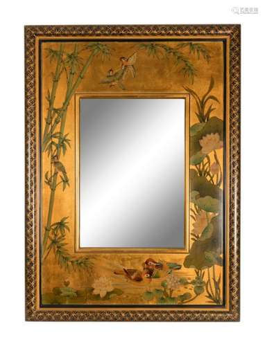 An Asian Style Mirror with Polychrome and Gilt