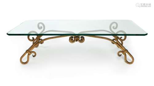 A Gilt Bronze Base Glass Top Coffee Table