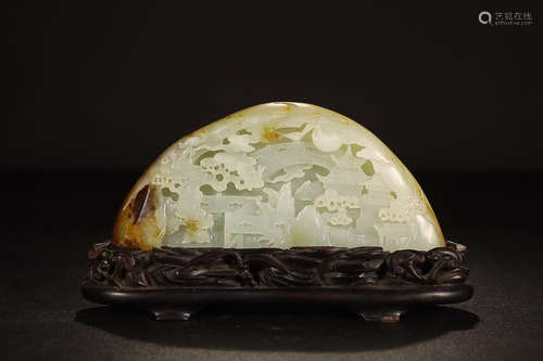 HETIAN JADE LANDSCAPE FIGURE ORNAMENT