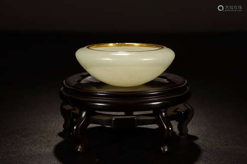 HETIAN JADE GOLD FILLED PEN WASHER