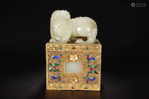 GILT SILVER JADE BEAST-TOP SEAL