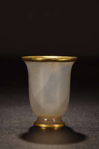 AMBER DEEP CUP WITH GOLD INLAID